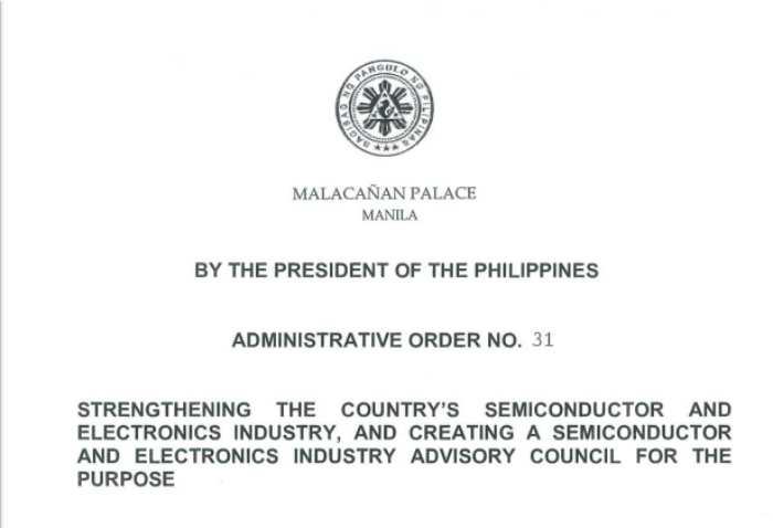 PH President sets up advisory body for electronics, semiconductor industry