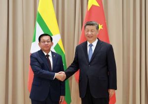 Chinese President Xi Jinping Meets with Myanmar's Leader Min Aung Hlaing