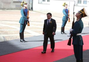 Myanmar leader Min Aung Hlaing attends the 80th Anniversary Victory Day military parade of the Great Patriotic War 