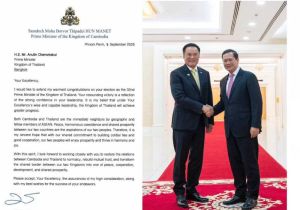 Cambodian Prime Minister Congratulates New Thai Counterpart