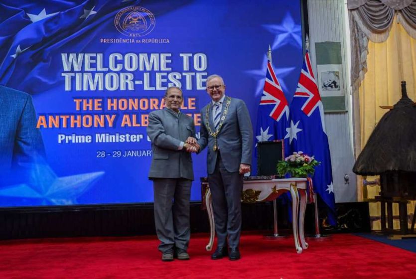 Timor-Leste President Bestows the Grand Collar of the Order of Timor-Leste Upon the Prime Minister of Australia