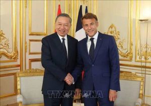 Top Vietnamese leader holds talks with French President Macron in Paris