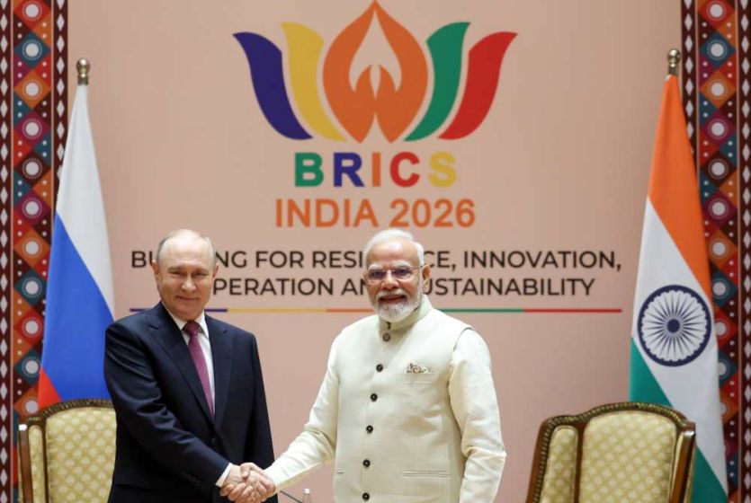 Indian Prime Minister Modi meets with Russian President Putin on the sidelines of BRICS Summit
