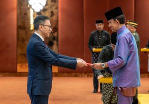 Chinese Ambassador to Brunei Chen Shaochun Presents Letter of Credence to the Sultan and Yang Di-Pertuan of Brunei 