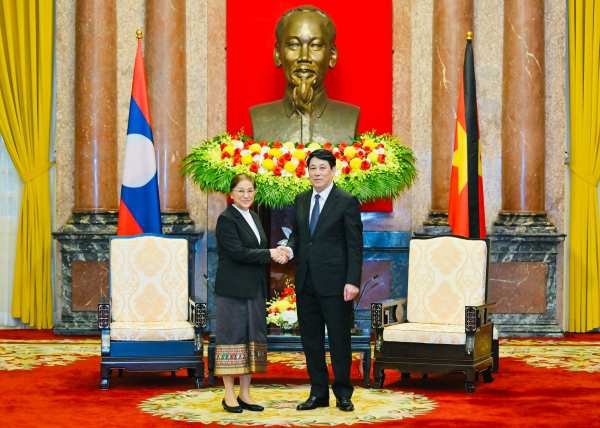 Lao Vice President Pany Yathortou Meets Vietnamese President Lưong Cuong
