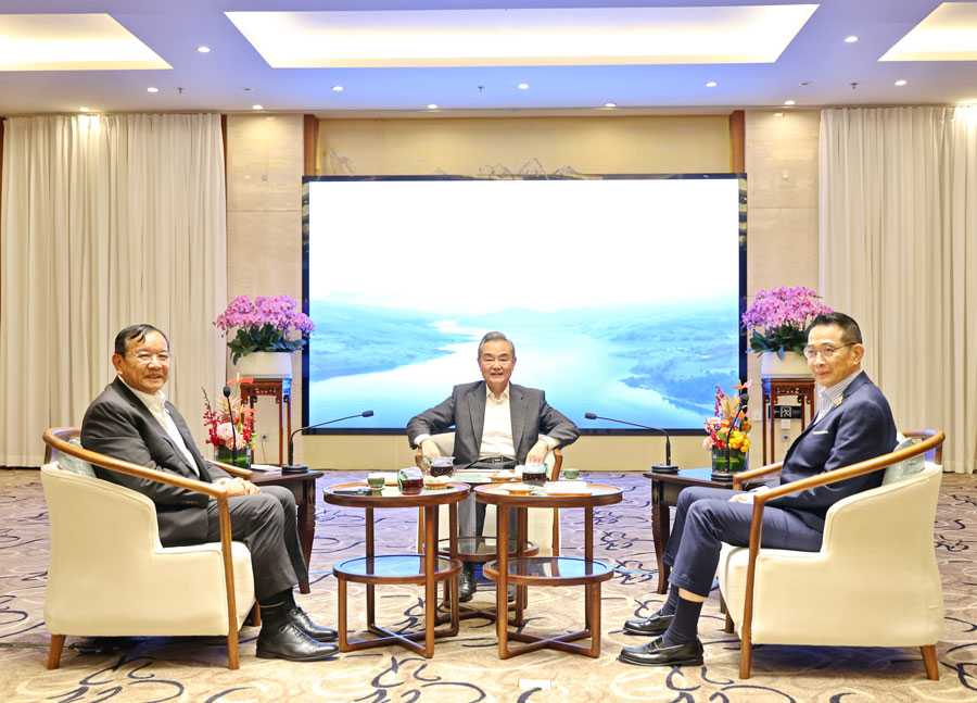 Foreign Ministers of China, Cambodia, and Thailand have a Tea Chat in Anning,China