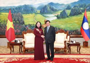 Lao President Thongloun Welcomes Vietnamese Vice President